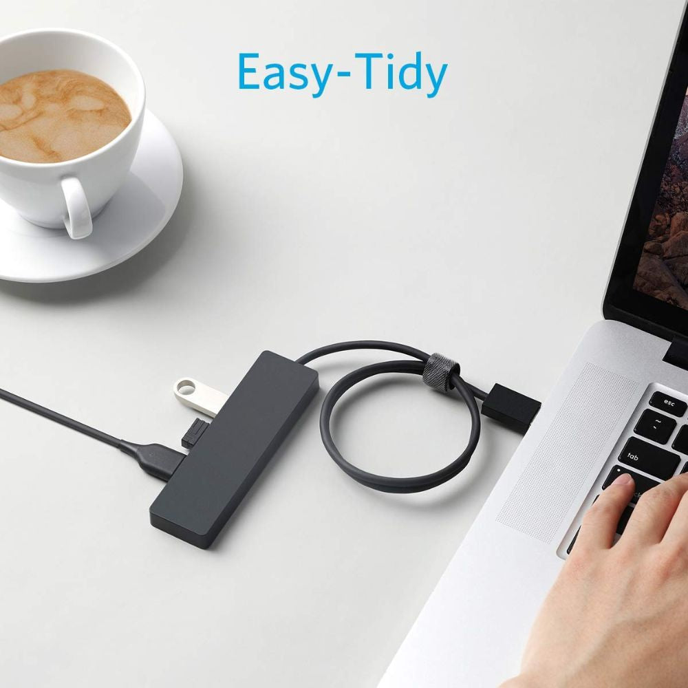 BEXT 4-Port USB 3.0 Hub with Extended Cable | Ultra-Slim High-Speed Data USB A Hub (Charging Not Supported)