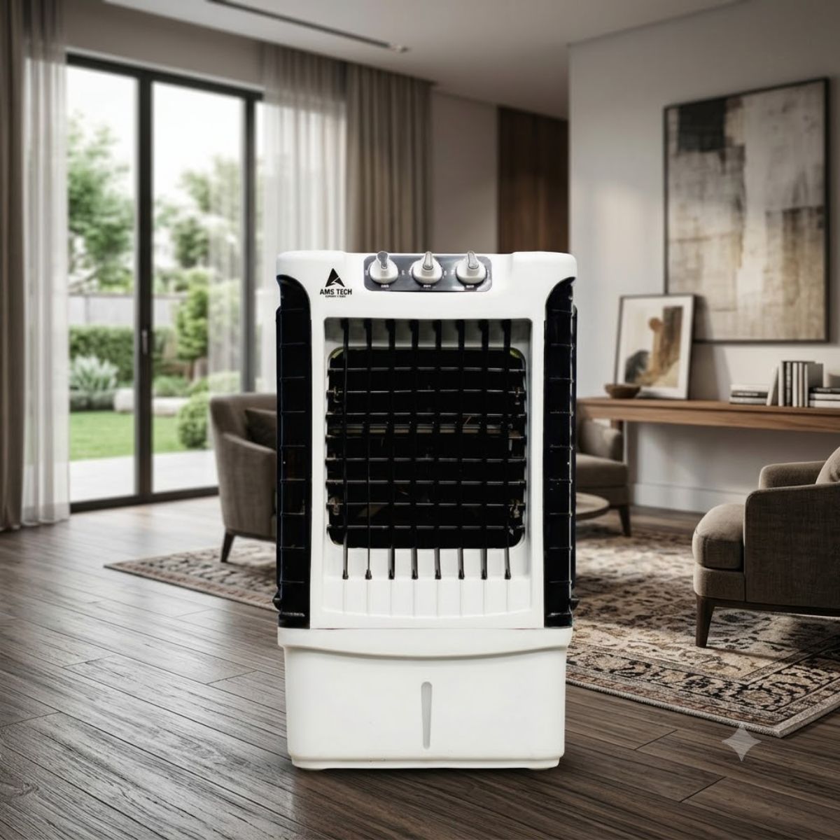 AMSTech Personal 12L Air Cooler | 2500 m³/hr Air Delivery | 40 ft Air Throw | 11 inch ABS Fan Blade | 100W Power Efficient Cooler | Table Top Design |