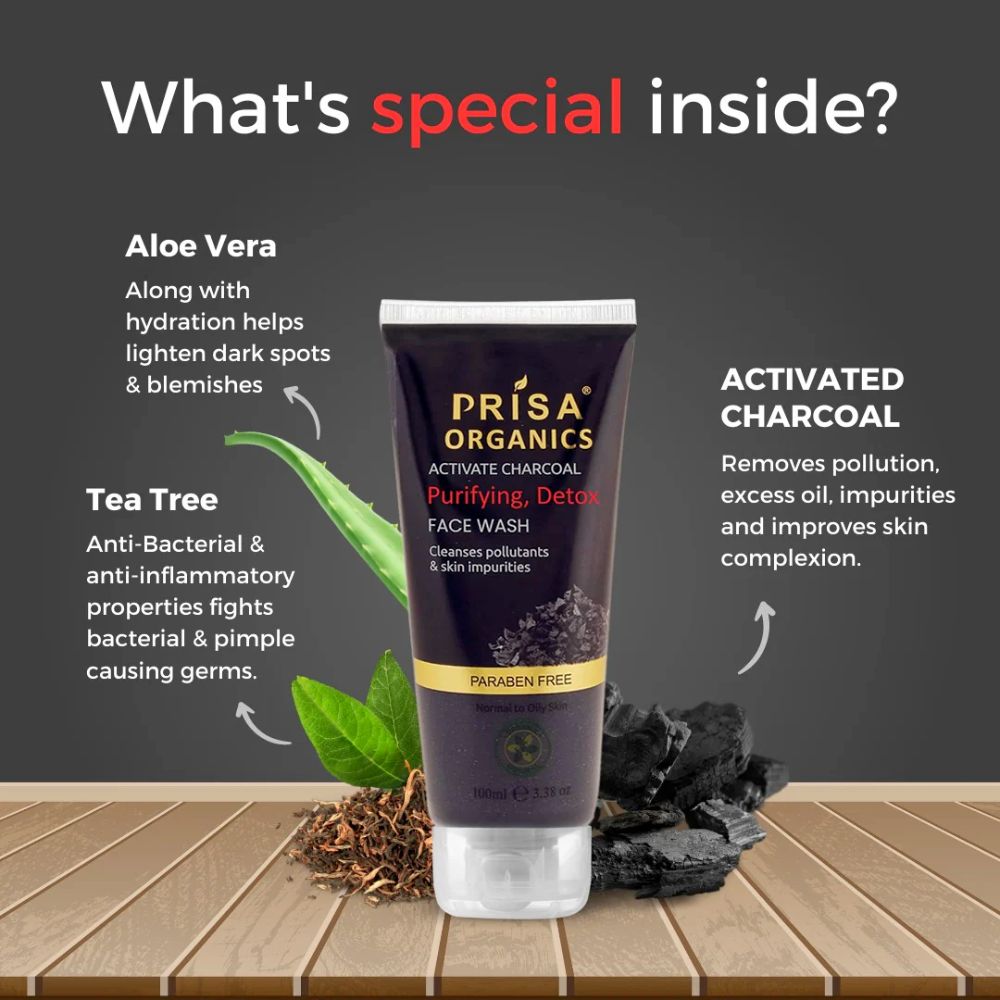 Prisa Organics Activated Charcoal Purifying, Detox Face Wash
