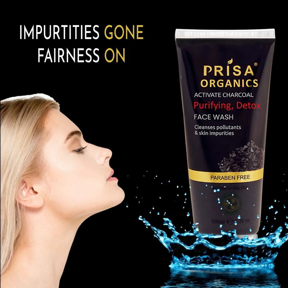 Prisa Organics Activated Charcoal Purifying, Detox Face Wash