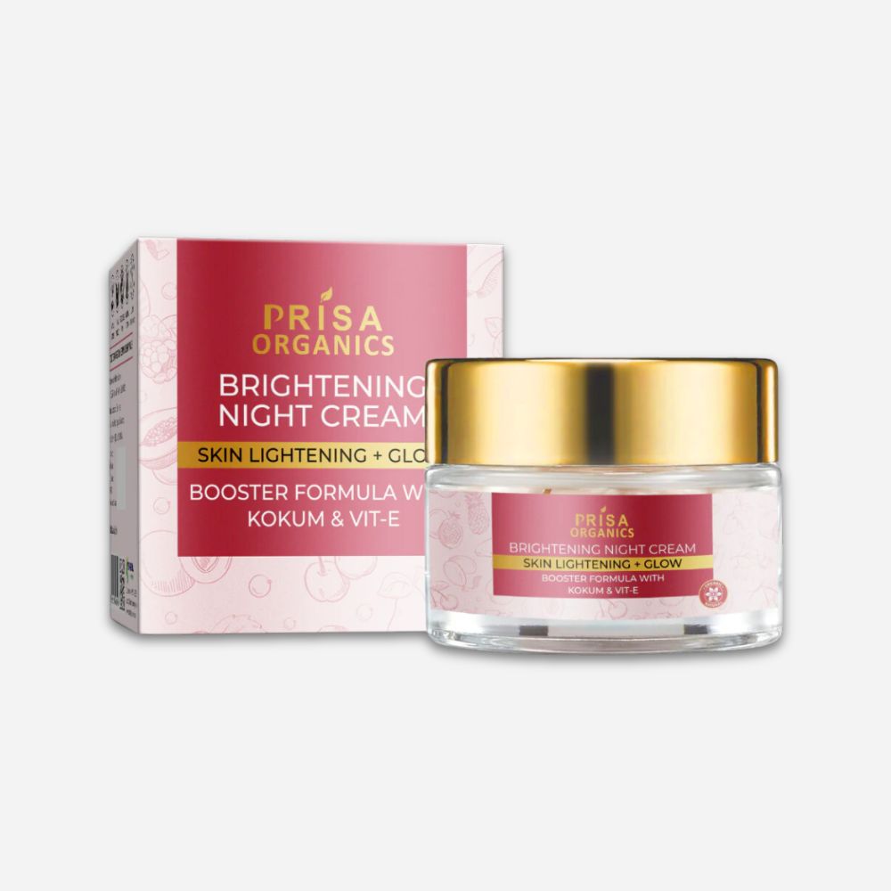 Prisa Organics Brightening Night Cream for Skin Lightening & Glow, Boots Skin during Night, Gel Cream Formula | 50ml