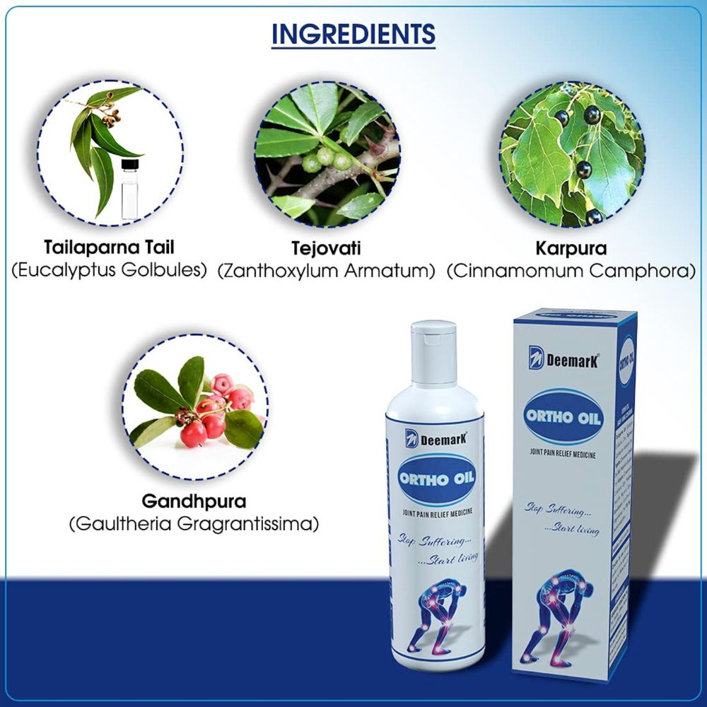 Deemark Ortho Ayurvedic Pain Relief Oil for Joints Pain, Knee & Back Pain
