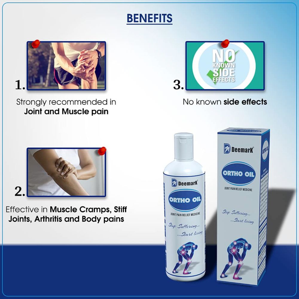 Deemark Ortho Ayurvedic Pain Relief Oil for Joints Pain, Knee & Back Pain