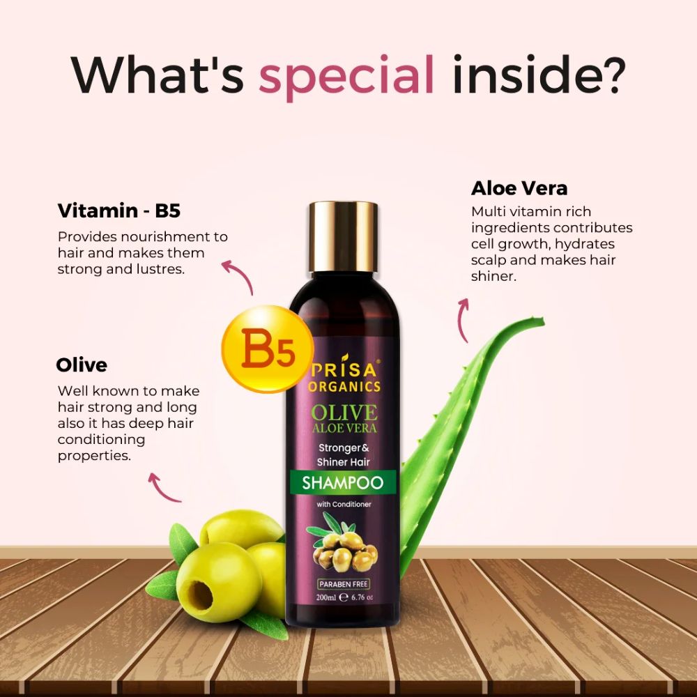 Prisa Organics Olive AloeVera Nourishing Shampoo with Conditioning, 200ml