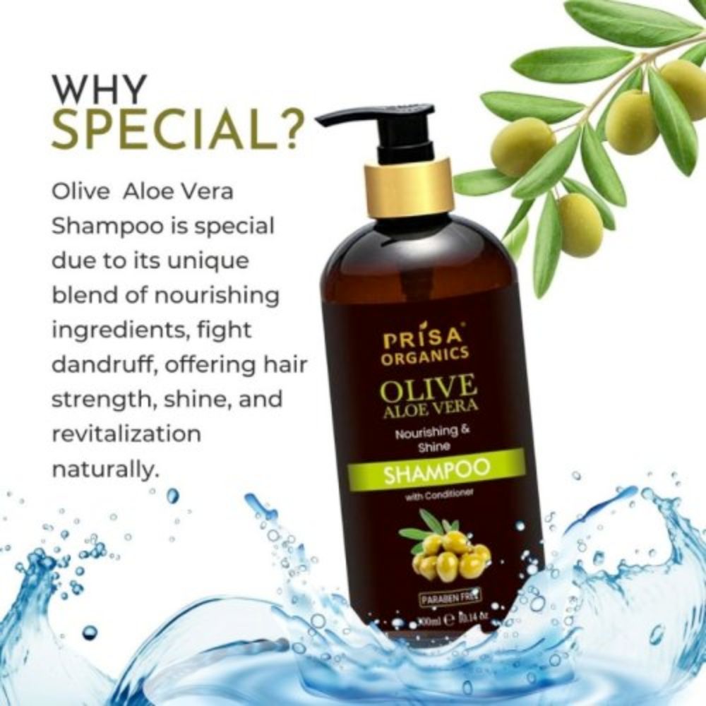 Prisa Organics Olive AloeVera Nourishing Shampoo with Conditioner, 300ml