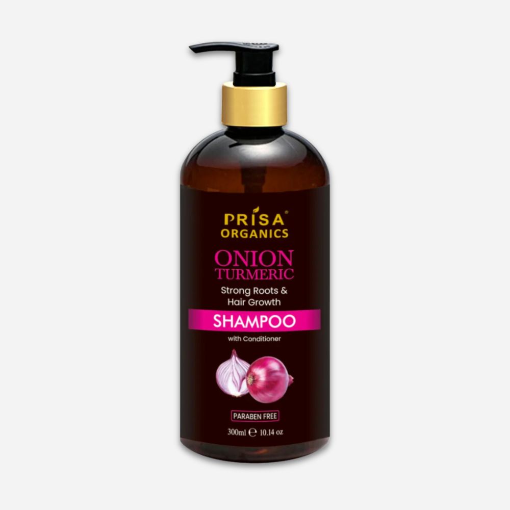 Prisa Organics Onion Turmeric Shampoo With Conditioner For Hair Growth & Anti Hair fall, 300ml