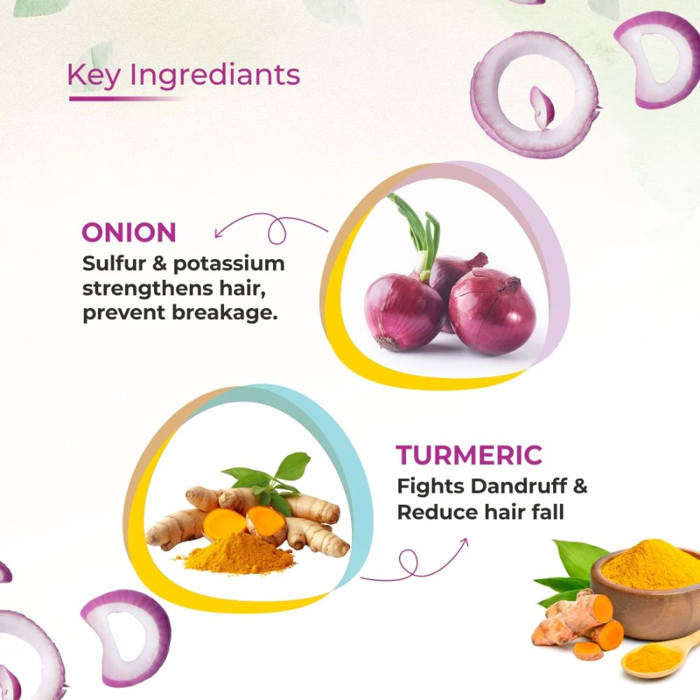 Prisa Organics Onion Turmeric Shampoo With Conditioner For Hair Growth & Anti Hair fall, 300ml