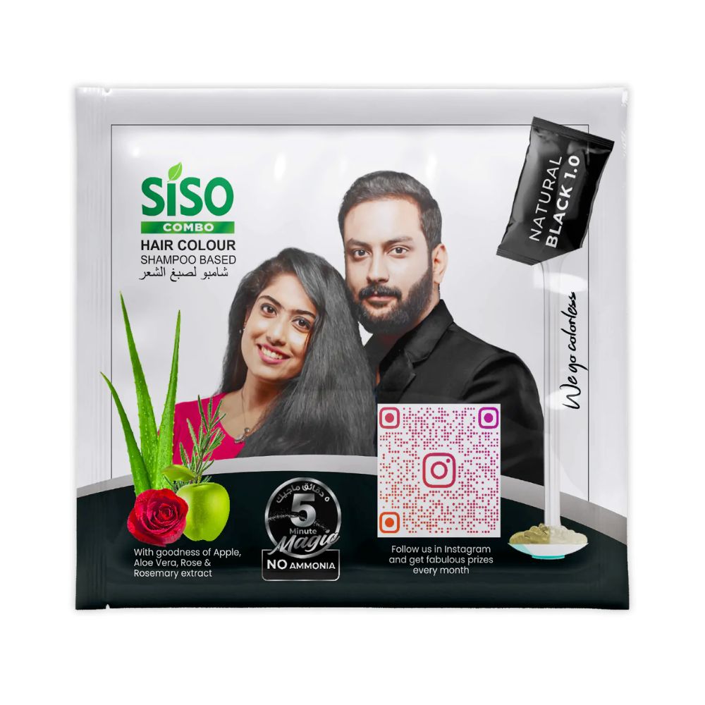 Permanent 5min Hair Color Shampoo, 20g Pack of 10, Natural Black