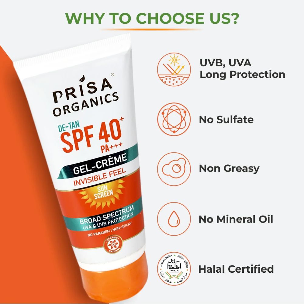 SPF 40 Sun Screen Gel Cream | Broad Spectrum UVA & UVB, PA+++ (100 g)