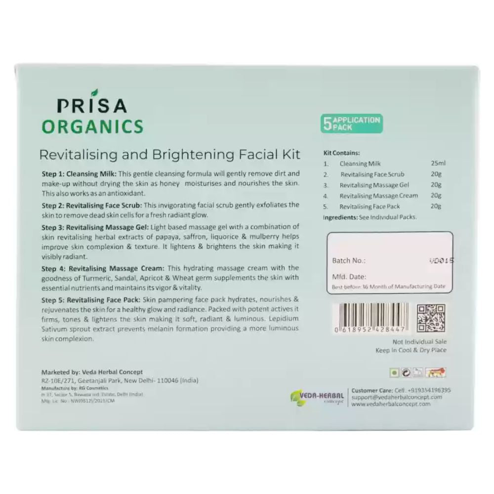 Prisa Organics Skin Revitalising & Brightening Facial Kit, 105g