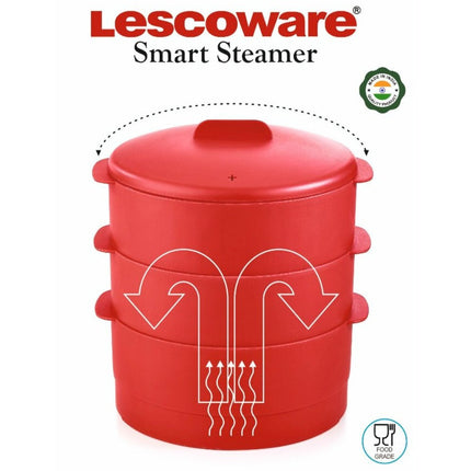 Lesco 3 Layer Gas Steamer with 2 Idli Stands and 1 Appam Stand