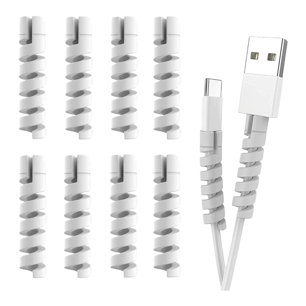 BEXT (30 Pcs) Spiral Cable Protectors for Charger & Data Cables | USB Cable Protector for Computers & Mobile Devices (Grey)