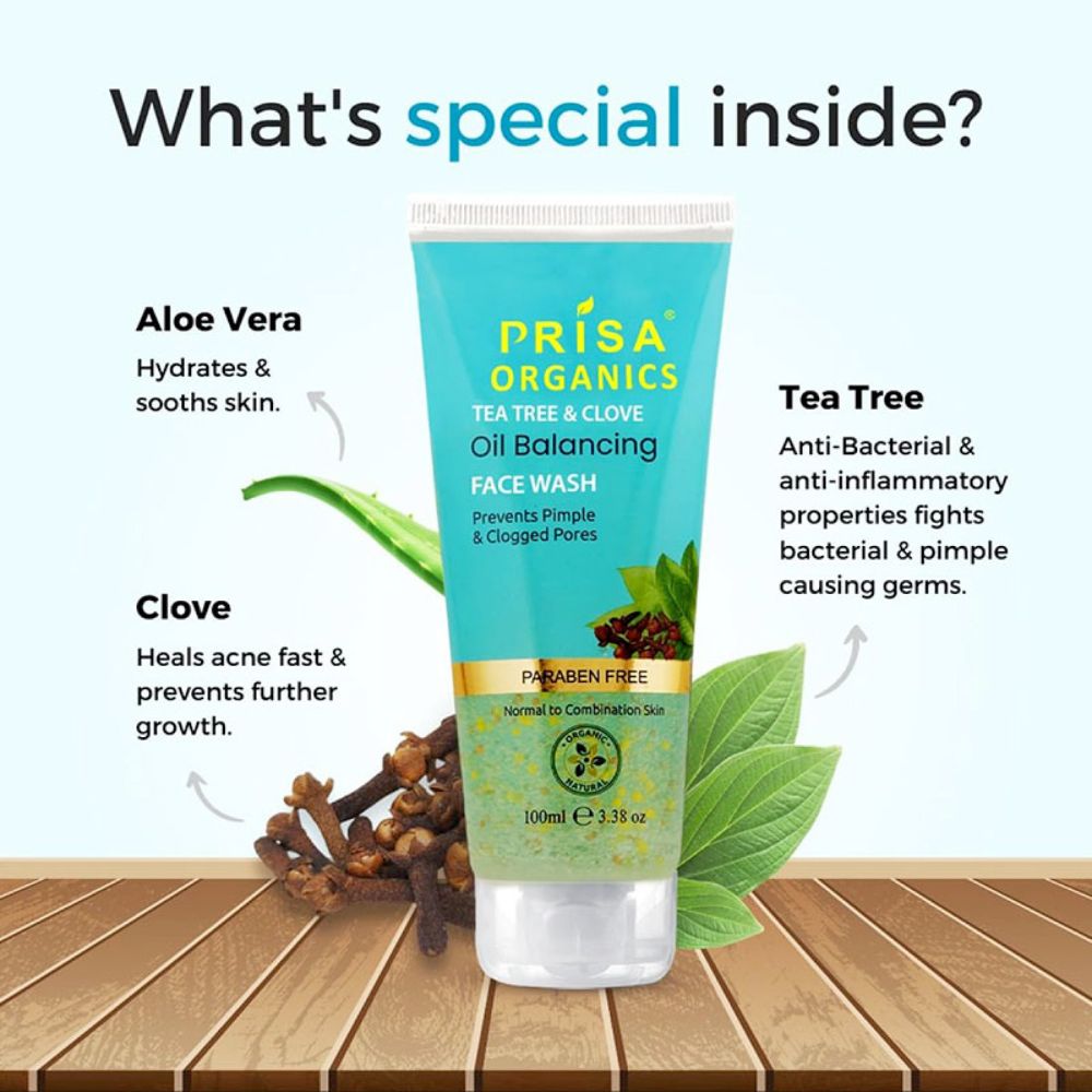 Prisa Organics Tea Tree & Clove, Oil Balancing Face Wash 100ml