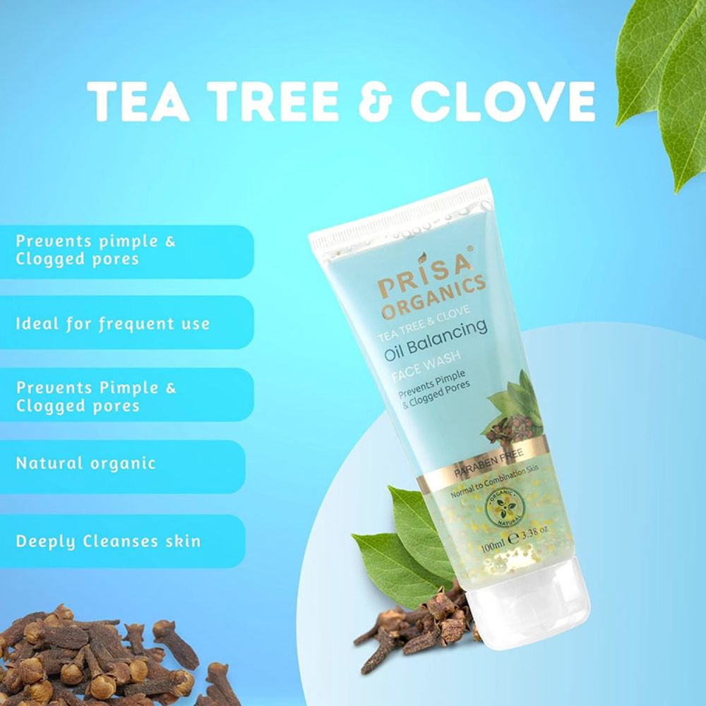 Prisa Organics Tea Tree & Clove, Oil Balancing Face Wash 100ml