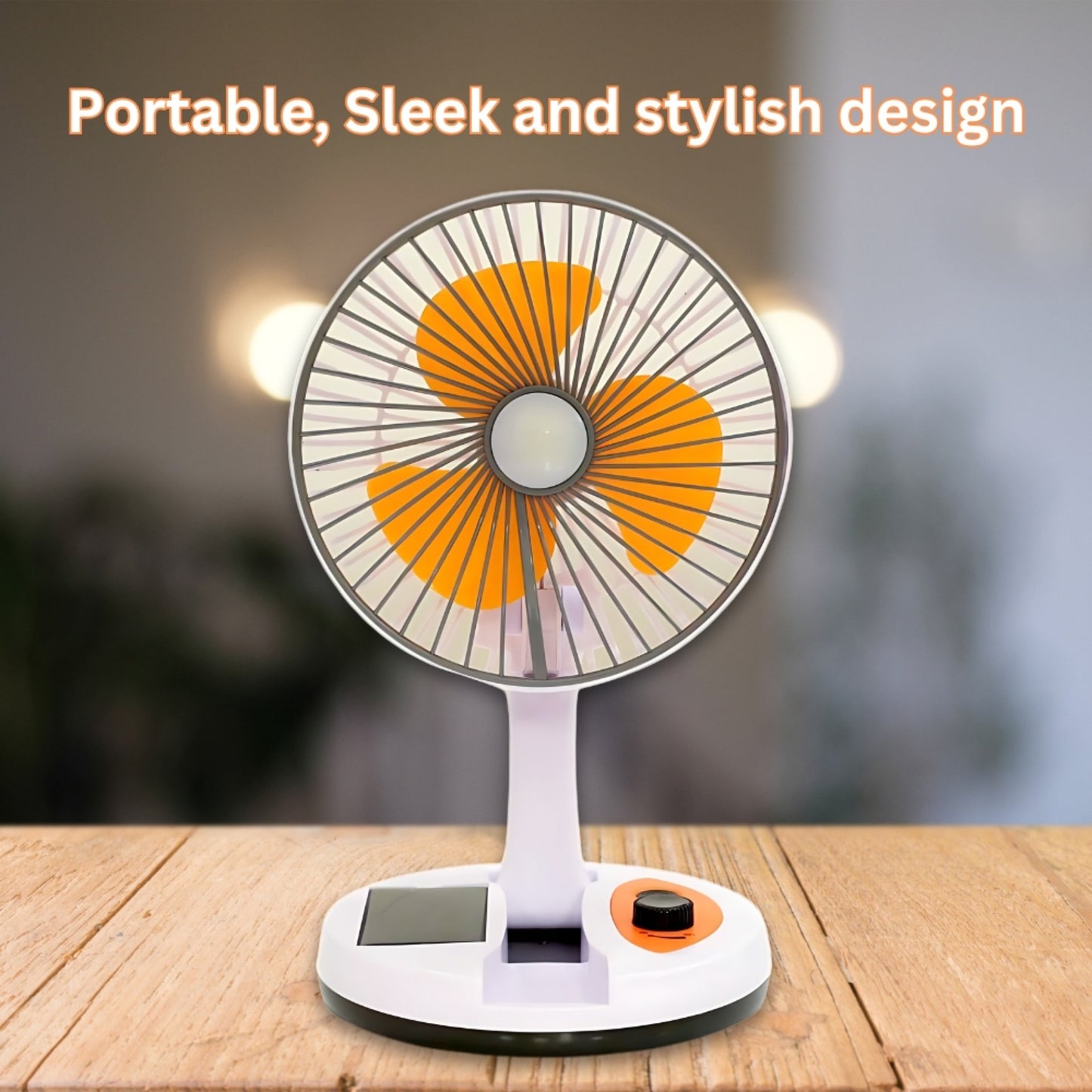 Solar Rechargeable Fan with LED Light