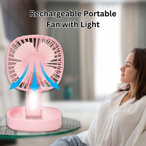 Rechargeable Portable Fan with Light