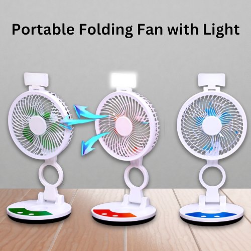 Rechargeable Portable Folding Fan with Light