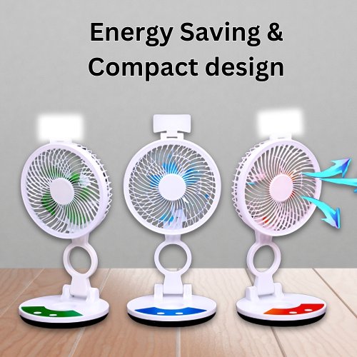 Rechargeable Portable Folding Fan with Light