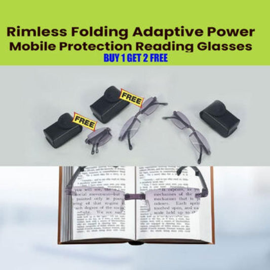 Rimless Folding Adaptive Power Mobile Protection Reading Glasses – Buy 1 Get 2 Free