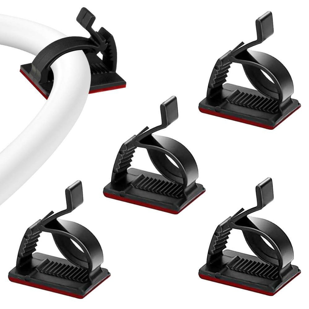 BEXT (50Pcs) Adjustable Self-Adhesive Cable Management Clips for Home & Office (Black)