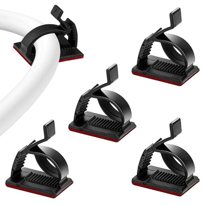 BEXT (50Pcs) Adjustable Self-Adhesive Cable Management Clips for Home & Office (Black)