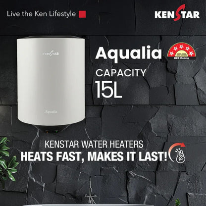 Kenstar Aqualia 15L 5 Star Storage Water Heater | Geyser | Glasslined Tank | SwirlHeat Technology | 8 Bar Pressure | 2 Years Warranty