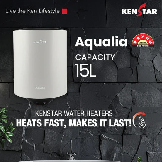 Kenstar Aqualia 15L 5 Star Storage Water Heater | Geyser | Glasslined Tank | SwirlHeat Technology | 8 Bar Pressure | 2 Years Warranty