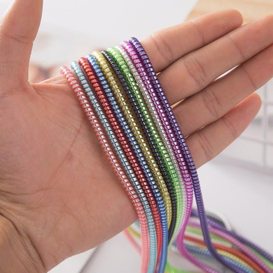BEXT Metallic Finish Cable Charger Spiral Protector | Long Size Cable Winder | Plastic Cord Protector for Charging Cables & Earphones | 1.5 Meter | Multicolor