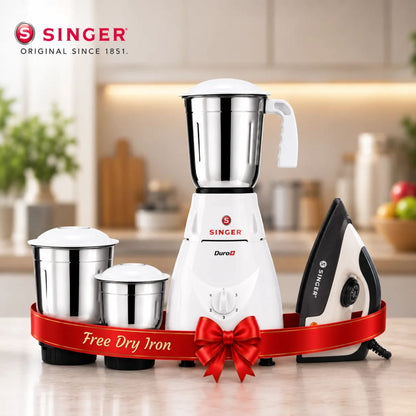 Singer Combo Duro Plus 500W Mixer Grinder + Auro 1000W Dry Iron | Dry Iron + 3 Jar Mixer Grinder | 1 Years Warranty