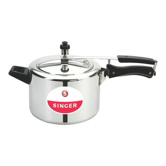 Singer 5L Induction Bottom Pressure Cooker | High Grade Aluminium Body | Cool Touch Handle | Dual Safety Valves | Induction & Gas Compatible