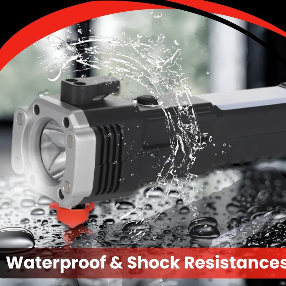 6 in 1 Hammer Torch | Rechargeable LED Flashlight | Long Range Emergency Tool