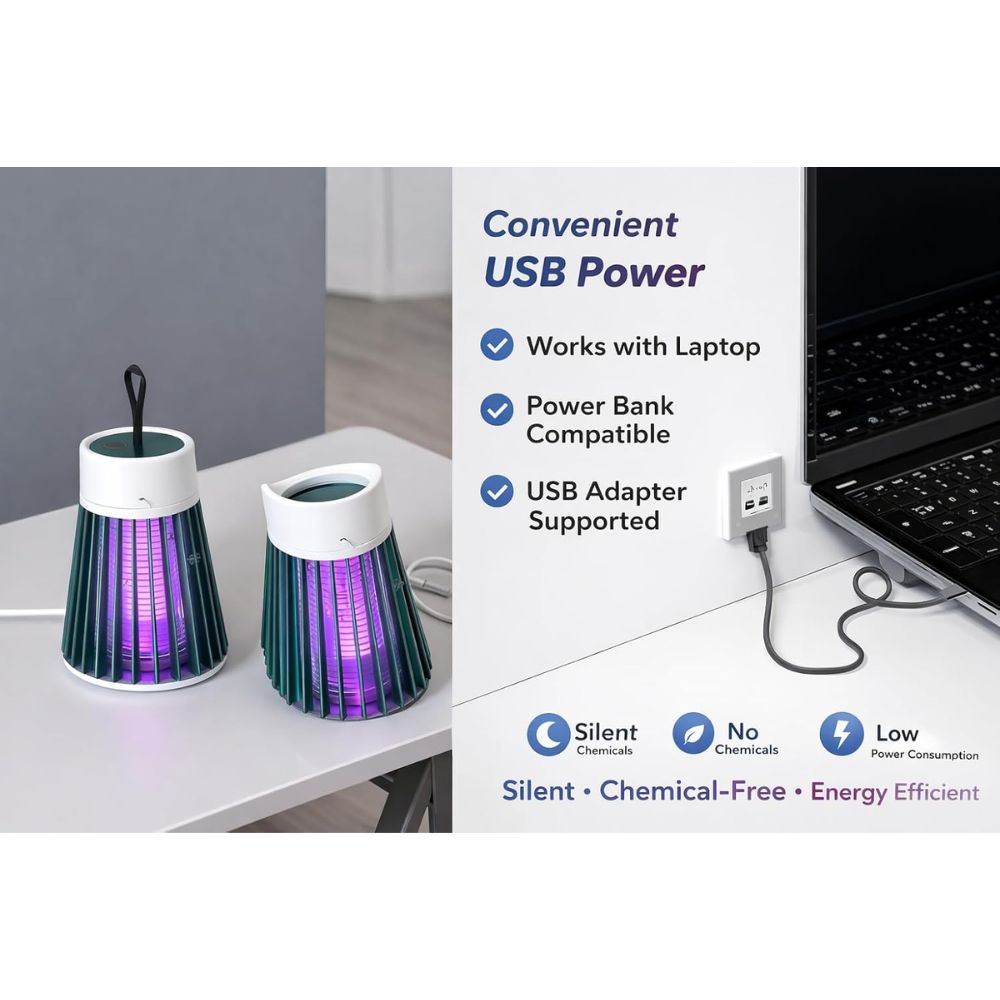 Electric Mosquito Killer Lamp with UV Light | USB Powered Portable Indoor Bug Trap