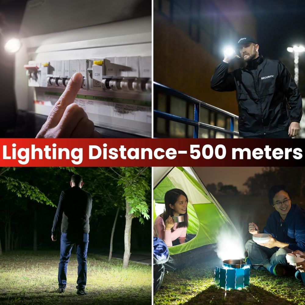 6 in 1 Hammer Torch | Rechargeable LED Flashlight | Long Range Emergency Tool