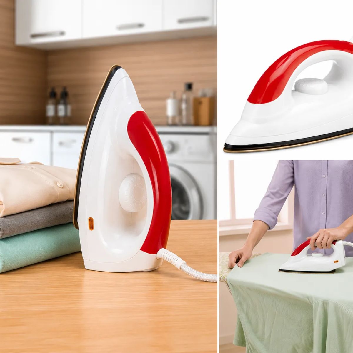 Holonix 1000W Dry Iron-02 | Non-Stick Soleplate | Adjustable Temperature Control | 1 Year Warranty