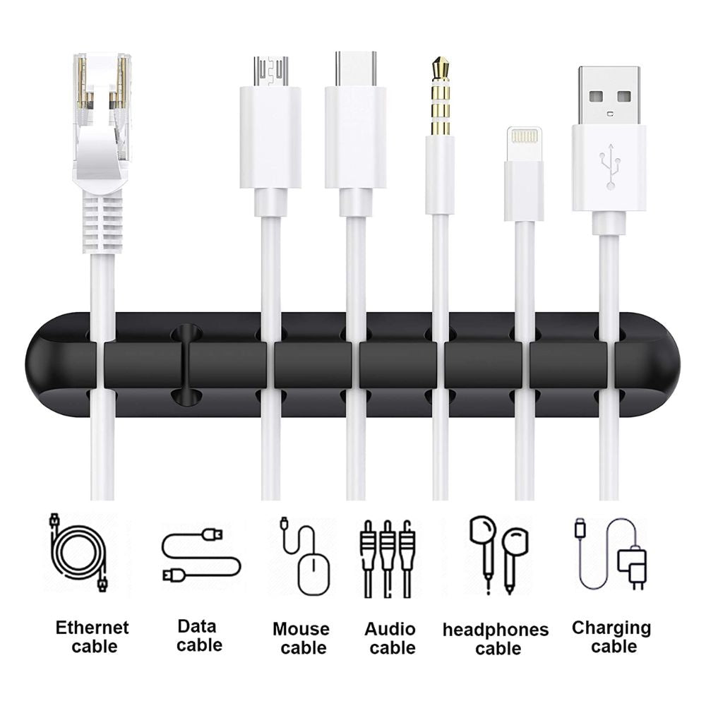 BEXT (3Pcs)Cable Holder Clips Self-Adhesive Silicone Cable Organizer for Desktop, USB & Power Cords (Black)