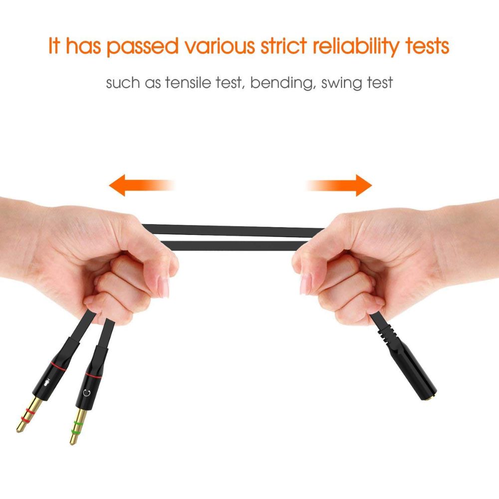 BEXT 3.5mm Headphone & Mic Audio Splitter Cable | 2 Male to 1 Female Y Adapter for PC & Laptop (20 cm)
