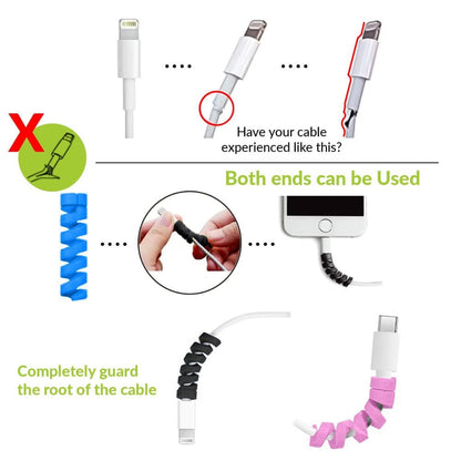 BEXT (10Pcs) Spiral Cable Protector Cord Saver for Charging Cables & Earphones | Silicone Wire Protector