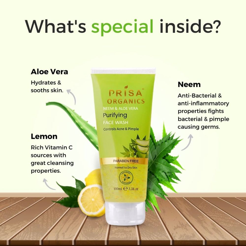 Prisa Organics Neem & Aloe Vera Purifying Face Wash 100ml