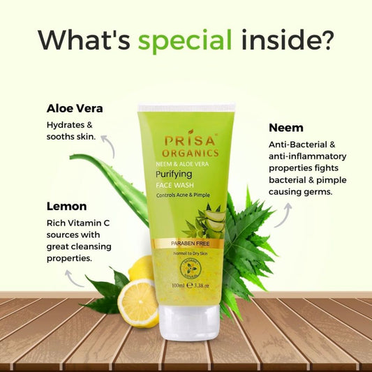 Prisa Organics Neem & Aloe Vera Purifying Face Wash 100ml