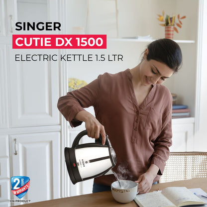 Singer Cutie DX 1.5L Electric Kettle | 1500W Power | Concealed Heating Element | 2 Years Warranty