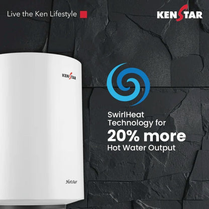 Kenstar Hotstar 10L Storage Water Heater | Polymer | SwirlHeat Technology | 8 Bar Pressure | IPX4 Protection | 2 Years Product Warranty