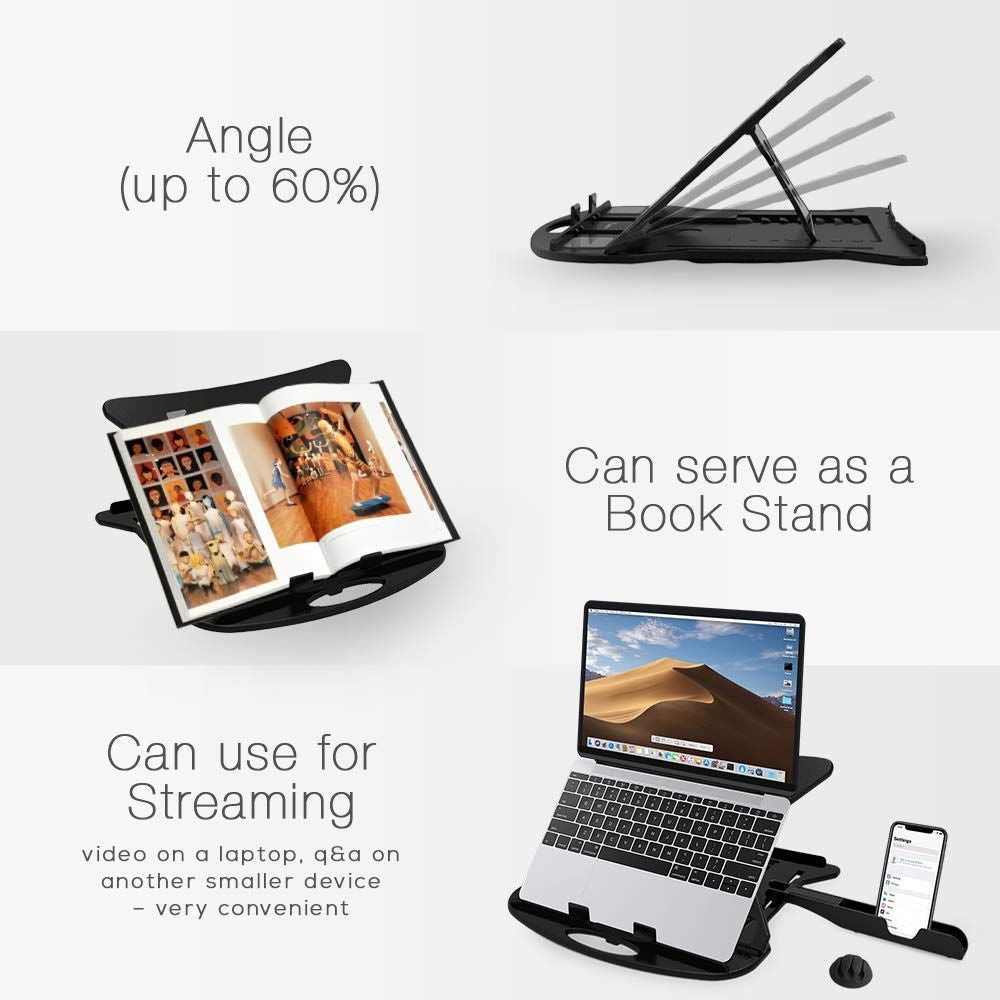 BEXT Adjustable Foldable Laptop Stand with Ventilation | Portable Tabletop Riser for Laptop & Tablet with Free Phone Stand