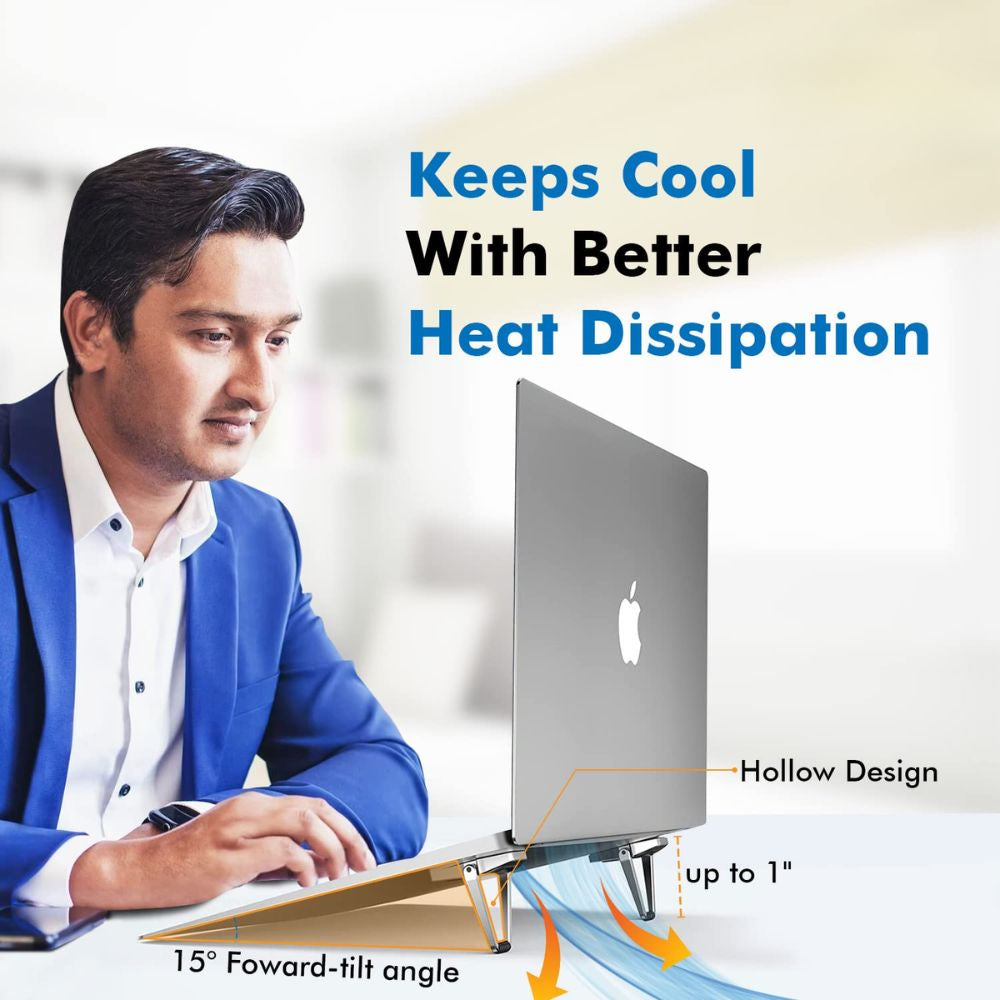 BEXT Portable Invisible Laptop Riser Stand | Mini Aluminum Cooling Pad | Lightweight Foldable Desk Stand