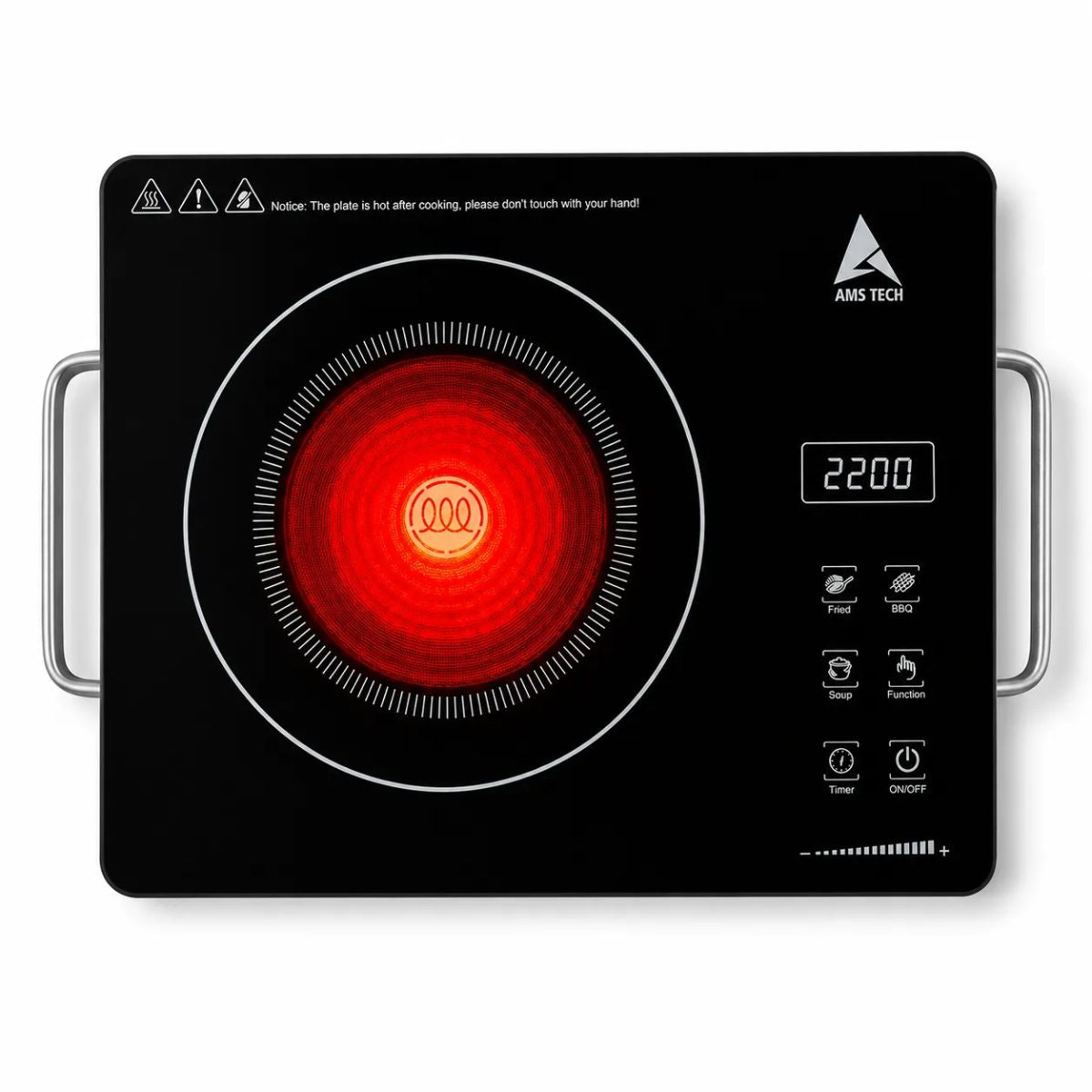 AMSTECH 2200W Infrared Cooktop + BBQ GRILL FREE | 4-Digit LED Display | 4-Hour Time | Super Heat Resistance | 1 Year Warranty at Dealers Point