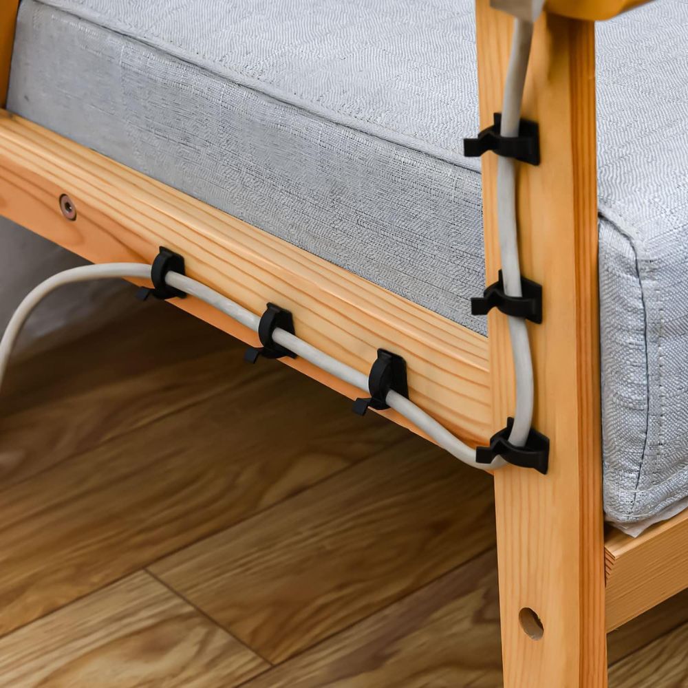 BEXT (50Pcs) Adjustable Self-Adhesive Cable Management Clips for Home & Office (Black)