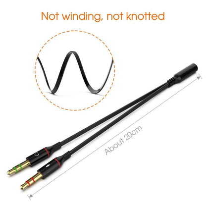 BEXT 3.5mm Headphone & Mic Audio Splitter Cable | 2 Male to 1 Female Y Adapter for PC & Laptop (20 cm)