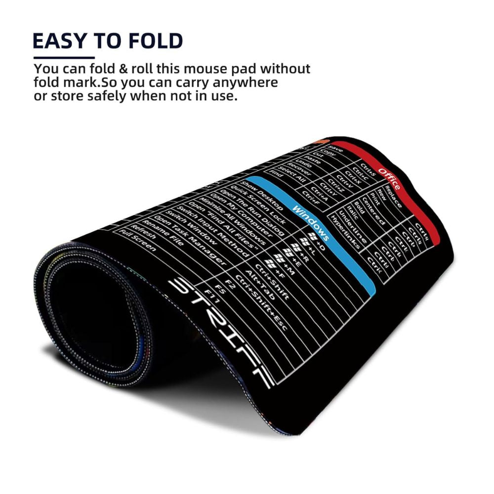 BEXT Windows & Office Keyboard Shortcuts Desk Mat | Extended Gaming Mouse Pad (80 × 30 cm) | Anti-Slip Rubber Base | Stitched Edges