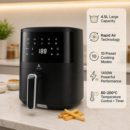 AMSTECH Vexa FryPro 4.5L Air Fryer | 1450W | Rapid Air Technology | 10 Preset Menu | Digital Control Panel | 1 Year Warranty