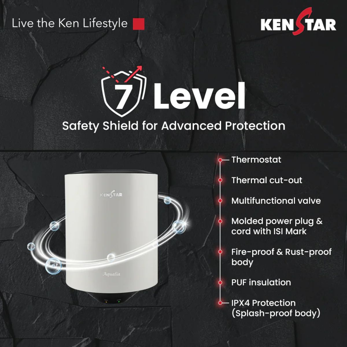 Kenstar Aqualia 15L 5 Star Storage Water Heater | Geyser | Glasslined Tank | SwirlHeat Technology | 8 Bar Pressure | 2 Years Warranty
