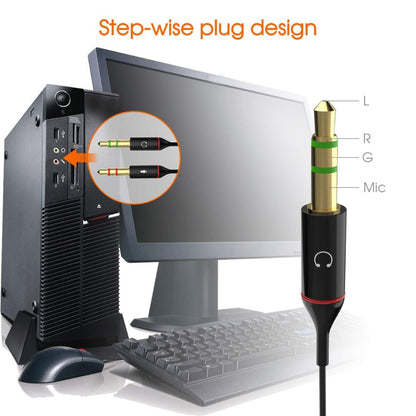 BEXT 3.5mm Headphone & Mic Audio Splitter Cable | 2 Male to 1 Female Y Adapter for PC & Laptop (20 cm)